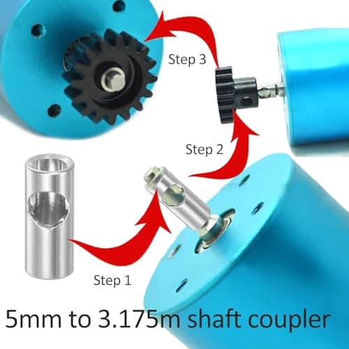 Steel Mod1 5mm Pinion Gear 1PCS, 11-28T M1 Pinion Gear Metal Hardened Steel Fit 5mm RC Motor Shaft with 3.175mm Coupler Compatible with 1/5 1/6 1/8 1/10 1/14 RC Brushless Brush Motor (14T) - Thumbnail 4