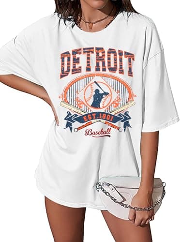 Baseball Shirt Women Oversized Baseball Game Day Shirts Baseball Fan T-Shirt Baseball Mama Short Sleeve Tee Top - Thumbnail 5