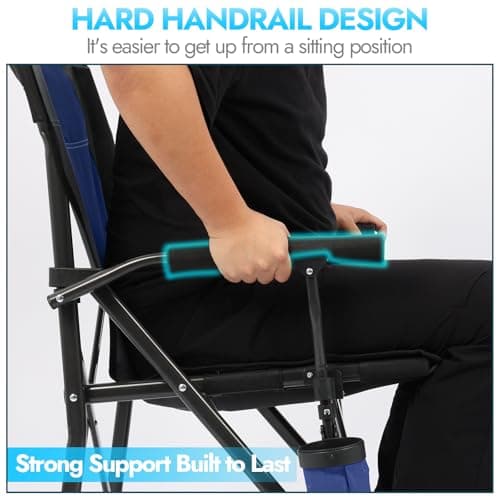 2 Pack Oversized Folding Camping Chair for Adults, Supports 450 LBS Camping Chairs, Heavy Duty Camping Chair with Side Pockets, Foldable Outdoor Chair for Camping, Beach, Fishing, Hiking, Blue-Black - Thumbnail 5