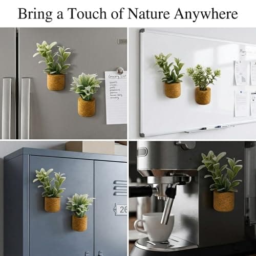 4Pcs Plant Fridge Magnets,Mini Vase Magnets for Fridge with Fake Plants,Cute Refrigerator Magnets for Kitchen Home Decoration,Gifts for Women and Men Dad Grandpa - Thumbnail 6