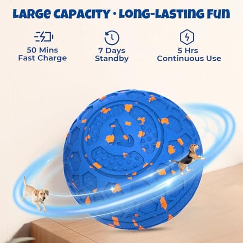 Fsitego Interactive Dog Ball Toys, Automatic Moving Bouncing, Rotating Smart Dog Toy for Small, Medium, Large to Keep Them Busy, Durable E-TPU Material & IP65 Waterproof, 5H Continuous Use(Blue) - Thumbnail 5
