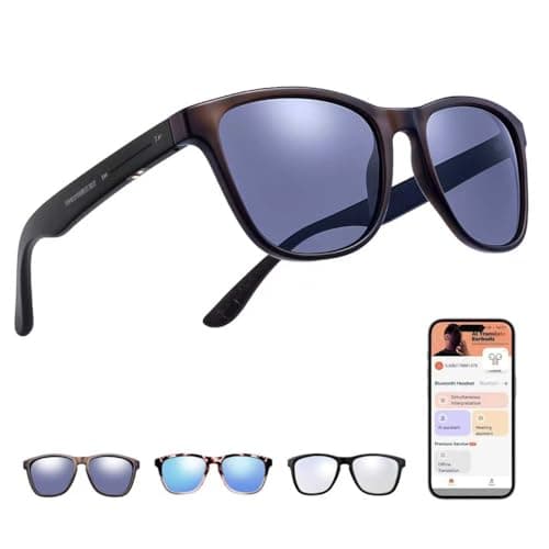Smart Glasses,Bluetooth Glasses with 2pcs Replacement Lenses 160 Language 5.4 Translation Glasses UV Protection Bluetooth Sunglasses for Men Lightweight Design for Travel,Work,Business,Fishing,Driving - Image 1