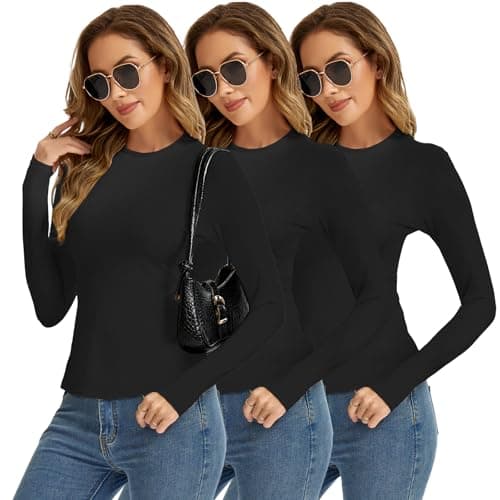 MeetHoo Women Thermal Underwear Shirts, Long Sleeve Thermal Tops Winter Warm Fleece Lined Base Layer for Skiing Running
