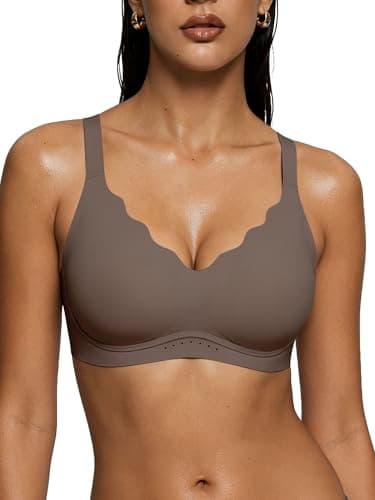 As Fairy Wireless Bras for Women No Underwire Full Coverage Jelly Lift Strong Support Push Up Scalloped Everyday Tshirt Bra Seamless Soft Daily Wear Breathable Air Hole Design(Grey 32D) - Image 1