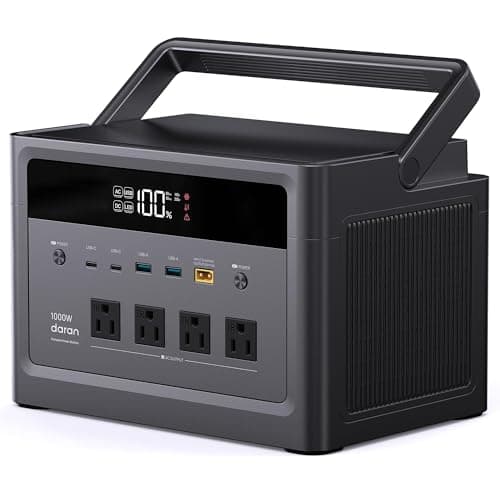 DARAN Portable Power Station 1000W, 576Wh Solar Generator with 4 AC Outlets (2000W Surge), 100W PD Fast Charge, LiFePO4 Battery Backup for Camping, RV & Home Use - Image 1