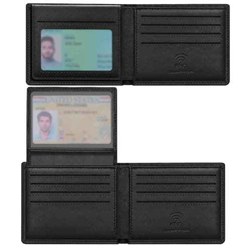 Travelambo Genuine Leather Wallet for Men with Gift Box - Handmade Bifold Stylish - Mens Wallets Rfid Blocking with 2 ID Windows - Image 1