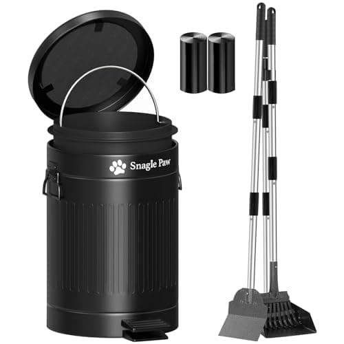 Dog Pooper Scooper for Large/Small Dogs,Snagle Paw 12L Metal Dog Poop Trash Can Outside with Odor Control Lid, 38.2" Long Handle Pooper Scooper Set with Metal Tray,Spade & Rake,Includes 40 Waste Bags - Image 1