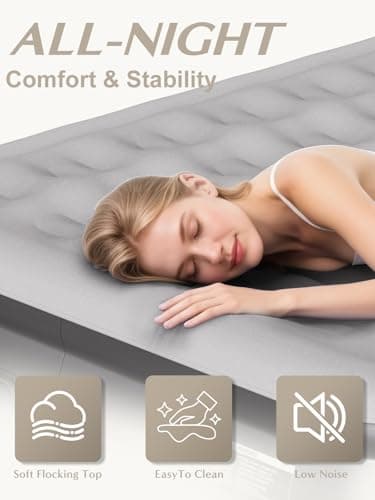 JUITOY Queen Air Mattress with Built in Pump, 18" Upgraded One-Touch Inflatable Airbed for Home, Camping Guests, Portable Blow Up Mattress, 770lbs Capacity - Thumbnail 2