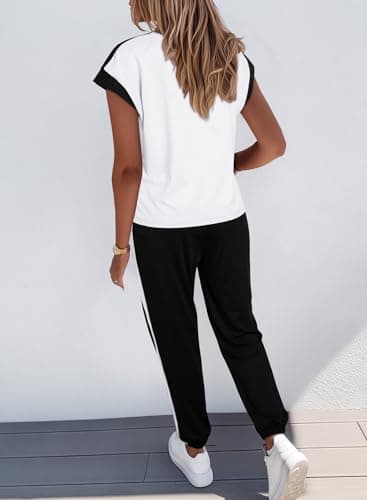 Dokotoo Lounge Sets for Women Two Piece Outfits Sweatsuit Colorblock Crewneck Jogger Workout Sets for Women Casual Travel Track Suits Fall Fashion 2026 - Thumbnail 3