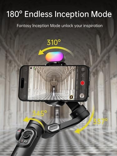 AOCHUAN Gimbal stabilizer for Smartphone,Gesture Control/face Tracking,Magnetic Fill Light,Foldable Handheld Phone Gimbal,3-axis stabilizer TikTok YouTube Vlog Recording XE kit - Thumbnail 4