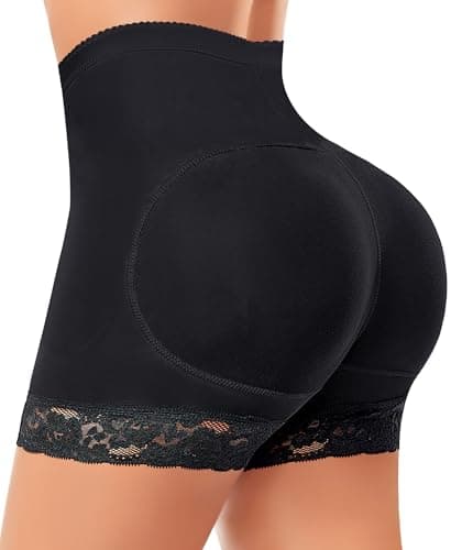 Padded Underwear for Women Butt Lifter Panties Booty Pads Butt Enhancer Lace Boyshorts Shapewear Black High Waisted XX-Large - Image 1