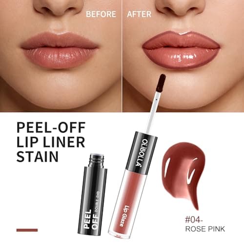 CAMERIC Peel Off Lip Stain Liner 2-in-1 Lip Gloss Oil Makeup Combo, Lip Liner Stain Smudge-Proof, Highly Pigmented Color, Transfer-Proof, Waterproof, Glitter Lip Glaze Moisturizing - Thumbnail 3