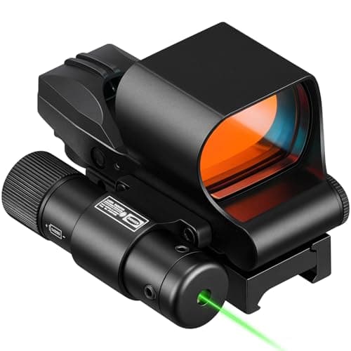 CVLIFE 28×40mm Large Lens Reflex Sight Red Dot Sight for Rifle,4 Reticle Optics with Red Laser and Pressure Pad Switch for 21mm Rail (Green Laser) - Image 1