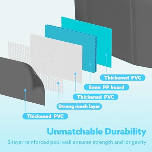SLOOSH Foldable Dog Kiddie Pool - Portable Hard Plastic Doggie Swimming Pool, Anti-Slip Collapsible Pets Bath Tub Suitable for Kids Toddler Indoor Outdoor Backyard Use (Gray, 63" x 12") - Thumbnail 3