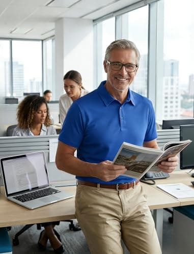 PINSPARK Mens Polo Shirt Moisture Wicking Golf Shirts for Men Performance Casual Collared Shirt Quick Dry Regular Fit Polos Royal Blue - Thumbnail 3