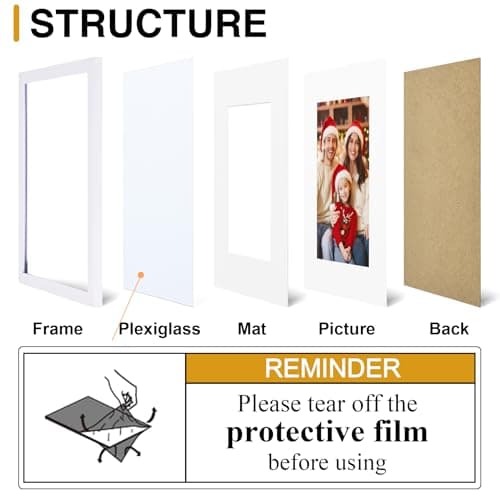 decorUhome 5x7 Picture Frame Set of 10, Display Photos 4x6 with Mat or 5x7 Unmatted for Picture Frames Collage Wall Decor, White - Thumbnail 3
