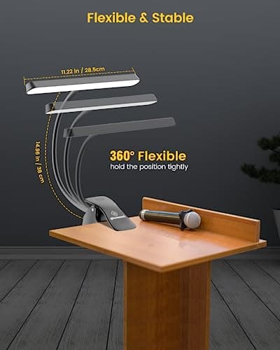 Glocusent Music Stand Light, Clip on Piano Lamp with 3 Colors & 5 Brightness Levels,USB-C Rechargeable Piano Light, Lasts up to 140 Hrs, Perfect for Piano & Piano Teacher Gift - Thumbnail 6