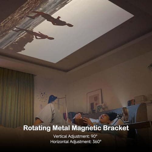 Adget iSpace2 Smart Mini Projector, 1080P Portable Projector with WiFi and Bluetooth, 360° Bluetooth Speaker, Tripod Included, Android 9.0 Rechargeable Pocket Projector for Outdoors Indoor Use(Greige) - Thumbnail 6