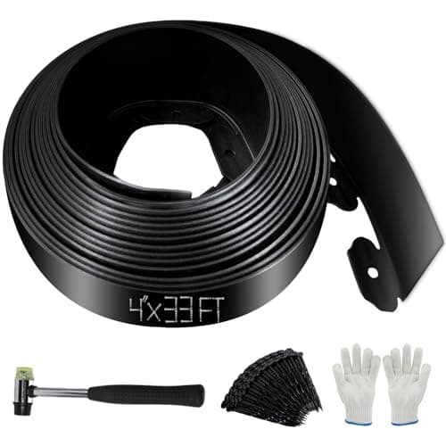 No Dig Landscape Edging 33FT, 4 Inch Plastic Edging for Landscaping with 100 Spikes, for Garden, Lawn, Flower Beds and Yard, Black - Image 1