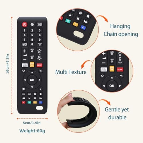 Wenobby Baby Teething Toys, Food Grade Silicone Teether Toys,Chew Toys for Babies 3-24 Months, Upgraded TV Remote Control Shape Teething Relief for Infants - Thumbnail 3