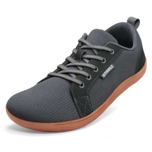 ATHMILE Barefoot Shoes Men Wide Toe Box Zero Drop Sneakers Earthing Minimalist Fashion Athletic Footwear for Grounding Gym Trail Running Hiking Walking Casual Breathable Non Slip Grey - Image 1