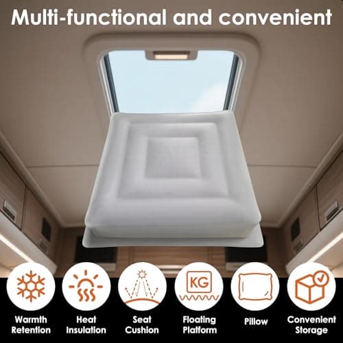 Inflatable Seat Cushion 14", Ultralight Camping Sit Pad, Portable Air Cushion for Stadium, Hiking, Hunting, RV Insulation Pad, Office Chair, Pressure Relief, Waterproof Compact Travel Pillow - White - Thumbnail 2