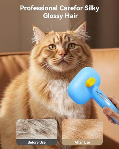 ROJECO 3-in-1 Pet Steam Brush for Cats&Dogs - Detangling Comb with Adjustable Mist, Handheld Deshedding Grooming Tool for Long/Short Hair, Massage Brush & Shedding Control Gift,Cordless (Blue) - Thumbnail 5