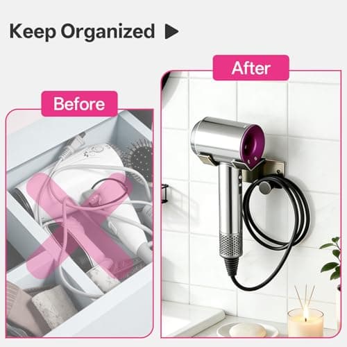 HBPHBP Hair Dryer Holder Wall Mounted, Stainless Steel Self Adhesive Blow Dryer Holder, for Bathroom Hair Dryer Hanger Hair Tool Organizer(Silver) - Thumbnail 5