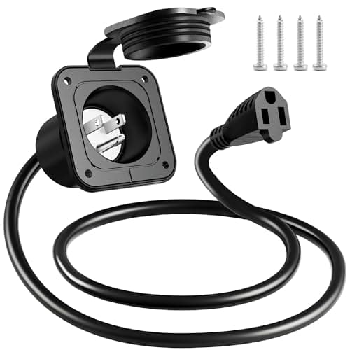 15 Amp 125V AC Power Inlet Port Plug with Extension Cords, NEMA 5-15P RV Flanged Inlet, Shore Power Inlet ETL Listed AC Port for RV Camper Generator Shed Motorhome Van
