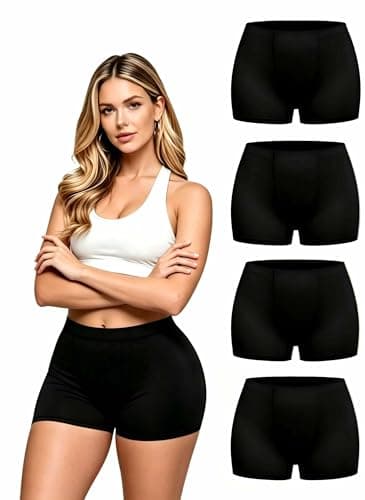 Nexgenz Cotton Boyshorts Underwear for Women, 2-Inch Leg Boxer Briefs, Anti Chafing Soft Stretchy Full Coverage No Wedgies 4 Pack Black - Image 1