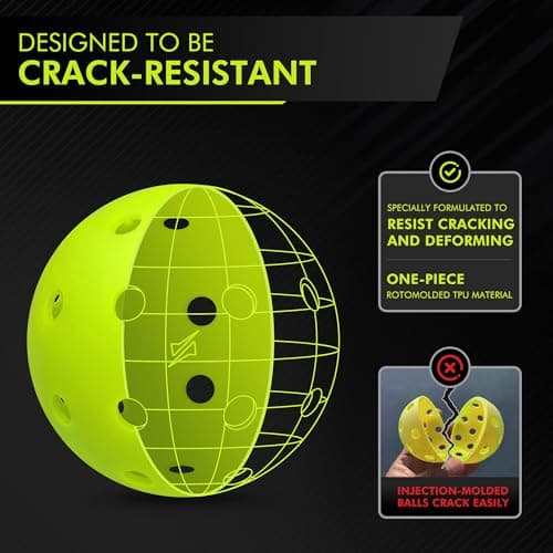 Dinkly Pickleball Balls, Outdoor Pickleballs USAPA Approved, Enhanced Durability Pickle Ball with Roto-Molded & Seamless Design, 40 Holes Green Pickleballs for Beginners Professionals, 4 Pack - Thumbnail 2