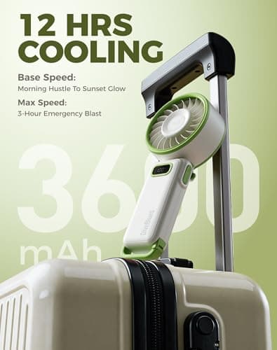 Diveblues Portable Turbo Fan, 7.4m/s High Speed Handheld Fan, 180° Foldable 4-in-1 Personal Neck Fan with Carabiner Clip, 100 Speed Stepless Control, USB-C Rechargeable for Travel, Makeup Hot Flashes - Thumbnail 6