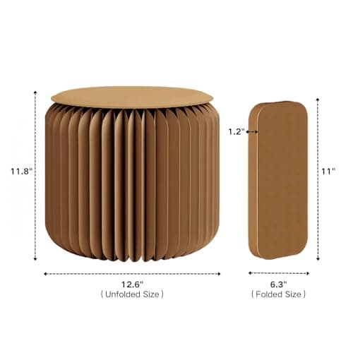 Folding Stool - 12Inch Home Furniture 660lb Load Capacity Foldable Paper Stool - Eco-Friendly Kraft Paper Honeycomb Design,Foldable to 1.2",Brown Modern Minimalist Stool for Living Room(Brown) - Thumbnail 2