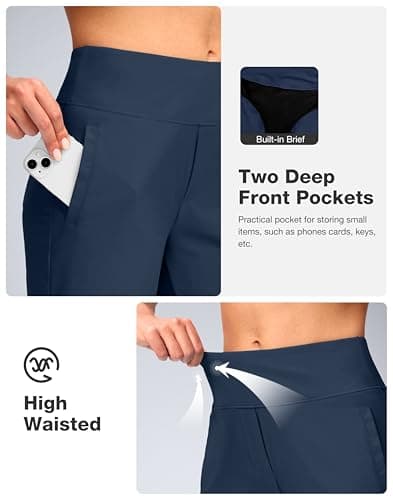 Viodia Women's 9" Long Swim Shorts Modest Swimsuits Bathing Suit Knee Length Bermuda Board Shorts for Women with Pocket - Thumbnail 4