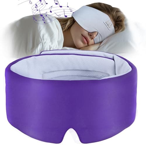 MUSICOZY Ice Silk Sleep Headphones with Bluetooth Mask, Eye Mask for Sleeping in Total Darkness, 5.4 Bluetooth Sleep Mask Sleep Headphones, Soft, Gifts for Men Women (Purple) - Image 1