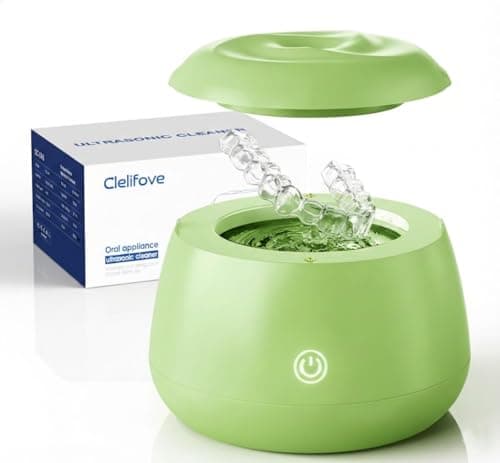 Ultrasonic Retainer Cleaner Machine 48kHz Denture and Aligner Cleaning Pod for Mouth Guards Night Guards Dental Trays Braces Toothbrushes Jewelry with 200ML Capacity,Low noise (Green) - Image 1