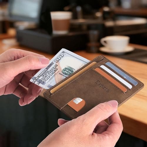 Espera Slim Minimalist Front Pocket Wallet for Men, RFID Blocking Credit Card Holder, Thin Travel ID Card Case, Gifts for Men - Thumbnail 6