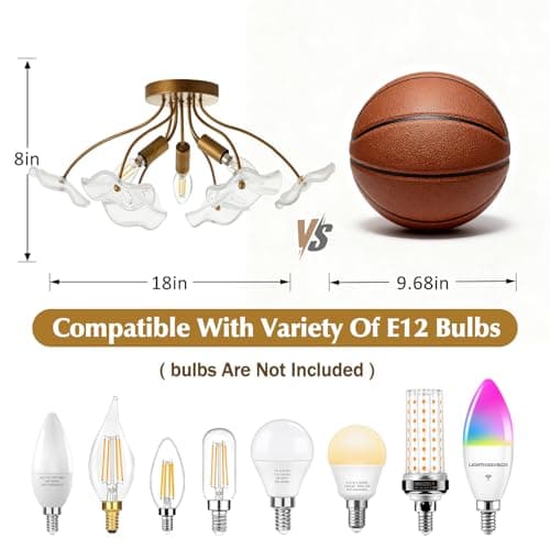 Luvkczc Semi Flush Mount Ceiling Light, Modern Gold Ceiling Light Fixture, Vintage Brass Lighting for Kitchen Entryway Hallway Bathroom Bedroom Foyer, 3 Light E12 Socket - Thumbnail 2