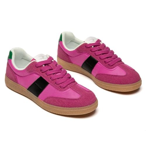 Rihero Women's Fashion Sneakers Classic Tennis Shoes Casual Lace-Up Walking Shoes Pink Size 7.5 - Thumbnail 4