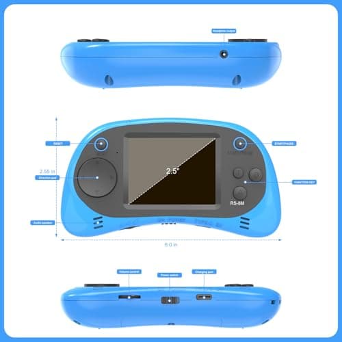 Handheld Games for Kids -16 Bit Retro Video Game with 220 HD Electronic Games - 2.5'' IPS Portable Travel Game Gifts for Boys Girls Ages 4-12 (Blue) - Thumbnail 5