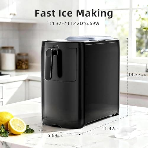 Antarctic Star Portable Ice Maker Countertop, 18Lbs/24H Self-Cleaning Ice Machine with One-Touch Operation & Ice Scoop Included, for Home Kitchen Office, Black - Thumbnail 4