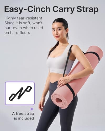 YOTTOY Yoga Mat，Extra Thick Yoga Mat (1/2inch),Professional TPE Exercise Mat,Non-Slip Workout Mat for Yoga, Pilates, Fitness, Barefoot Workouts, Home Gym Studio with Strap - Thumbnail 6