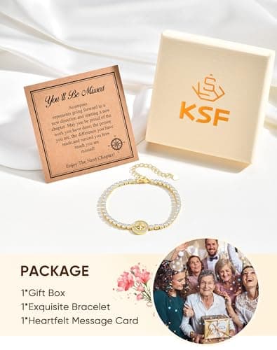 Retirement Gift Bracelet for Women - Compass Bracelet Coworker Leaving Travel Graduation Gifts for Women,Goodbye Going Away Farewell Retired Gift for Coworkers Woman Friends Manager Teacher Style-1 - Thumbnail 6