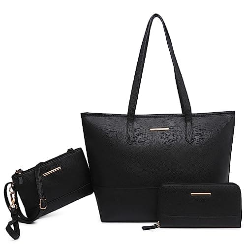 VANSARTO Fashion Handbags Wallet and Purses for Women Large Work Tote Bag Top Handle Satchel Shoulder Bag 3pcs Hobo Purse Set, Black - Image 1