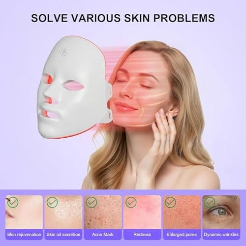 XANBYYE Red Light Therapy for Face,Red Light Mask for Anti-Aging, LED Face Mask Light Therapy Adjustable Brightness with 7-Color LED Facial Mask, Rechargeable Light Care Beauty Device for Home Use - Thumbnail 3