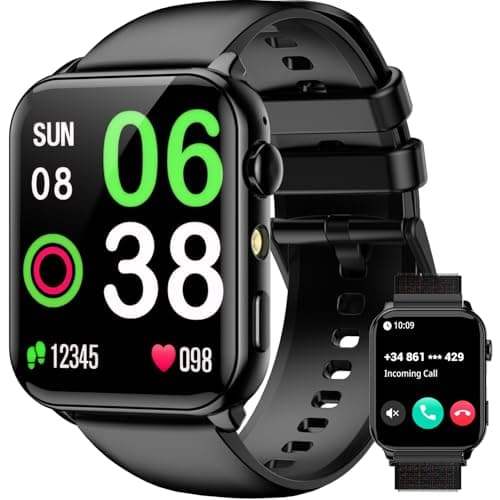 Smart Watch for Men Women, 1.91" HD Fitness Tracker with Bluetooth Calls, 32 FT Waterproof, 24/7 Heart Rate/Sleep Monitor, 120+ Sport Modes, Pedometer, Calories, Smartwatch for Android iOS (Black) - Image 1