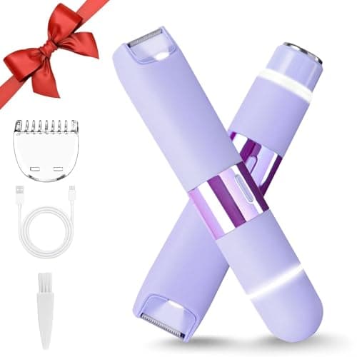 Electric Bikini Trimmer for Women - Waterproof & Painless Dual Head Shaver for Pubic Hair, Face, Legs, Underarms, 2-in-1 Bikini Shaver (Purple) - Image 1