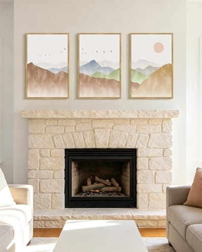 KUVIOKE Mountain Landscape Framed Wall Art Watercolor Nature Painting Boho Sun Rise Prints Farmhouse Rustic Home Decor Ready to Hang 16x24in (Natural Framed) - Thumbnail 6