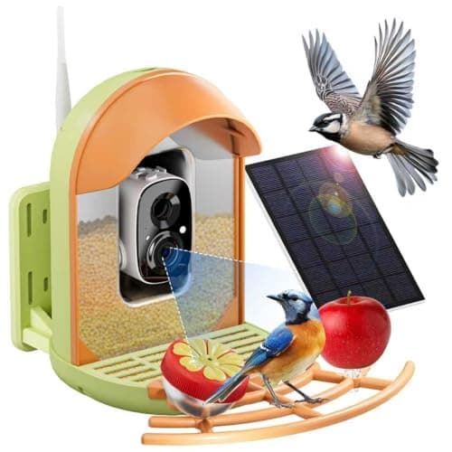 Bird Feeder with Camera, Smart Birdfeeder with Cam Solar Powered, 2K HD Video, AI Identification, Instant Arrival Alerts, IP66 Bird Bath & Feeder,Gift for BirdLover (with Stand, Green) - Image 1