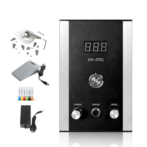 Katway Air-Free Pneumatic Engraving Machine - Pneumatic Impact Engraver for Jewelry with Built-in Air Compressor AT01 (Black) - Image 1